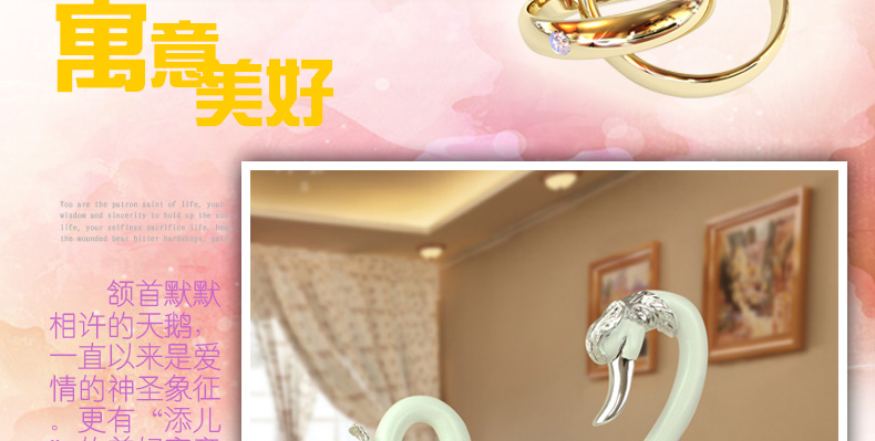 欣润情侣天鹅摆件 现代简约创意动物装饰品 货到付款 电镀金色大号一对
