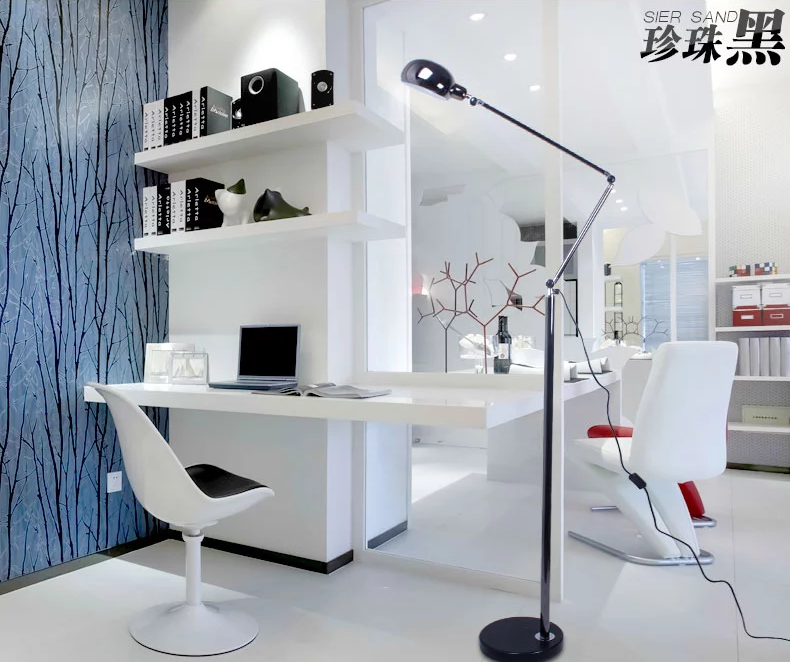 煜尚 LED护眼落地灯 客厅卧室书房床头 现代简约工作 学习钢琴 阅读宜家铁艺台灯具 银色配3W LED灯泡