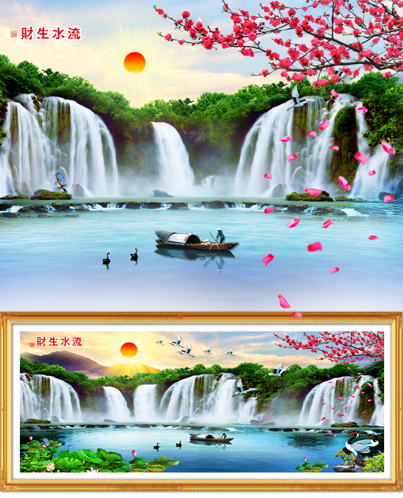 
                                        月光钻钻石画圆钻流水生财钻石绣DIY十字绣粘钻贴钻画客厅大幅系列190*90圆钻满钻 BAJ满钻钻石画170*80                