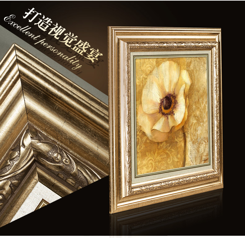 简一画廊 欧式高档客厅装饰画 沙发背景墙画美式玄关有框挂画 富丽堂皇JM0433 原版画芯 金宫殿+小麻金框(A款画芯)60*60