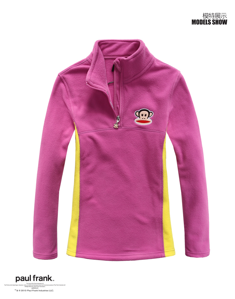 paulfrank大嘴猴2015春季新款女式套头绒卫衣外套paulfrank正品 紫红色 XL