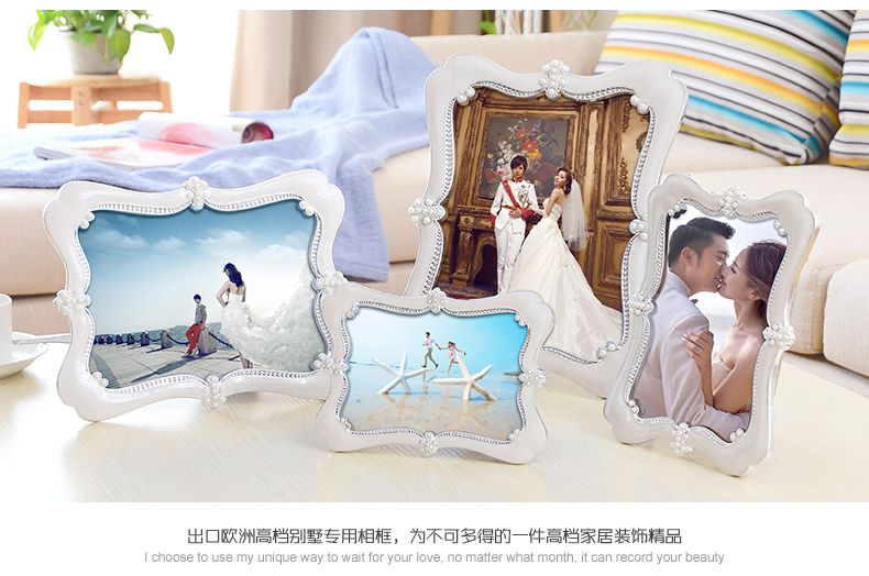 图慕相框摆台 7寸6寸 10寸8寸影楼生活照水晶相框欧式婚纱照珍珠创意 天使树脂相框 7寸