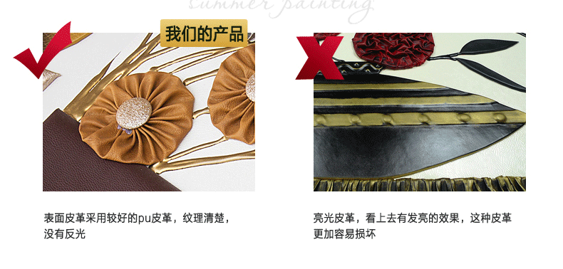 夏洛美家手工浮雕立体皮画 客厅书房卧室走廊客房酒吧沙发背景挂画无框画油画立体画装 千姿百态 100*200