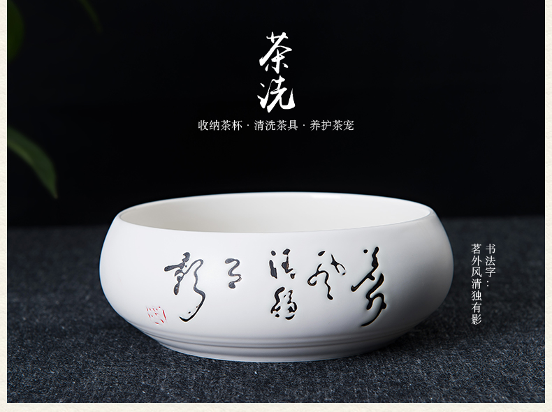 雅集陶瓷茶具套装功夫茶 景德镇白瓷茶道套装 带竹茶盘茶海