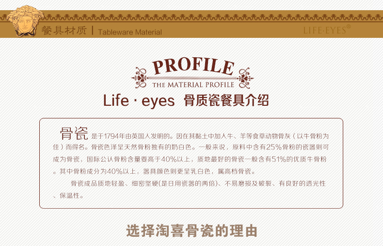 
                                        LIFEEYES欧式简约 陶瓷牛排西餐盘子 酒店摆台样板房装饰金边多伦多餐具套装 12头全配套                