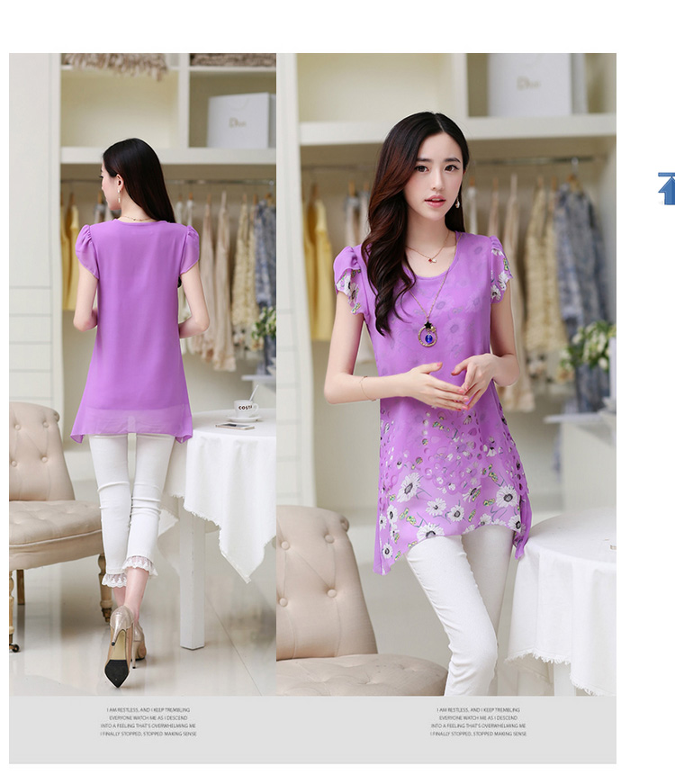 The US market 2015 new summer Korean version the code fancy, long, relaxed and stylish short-sleeve snow woven shirts (the necklace) purple XXXL limited time special offer pictures, price, brand platters! Elections are good character, the national distribution, so why buy now enjoy more preferential! Health