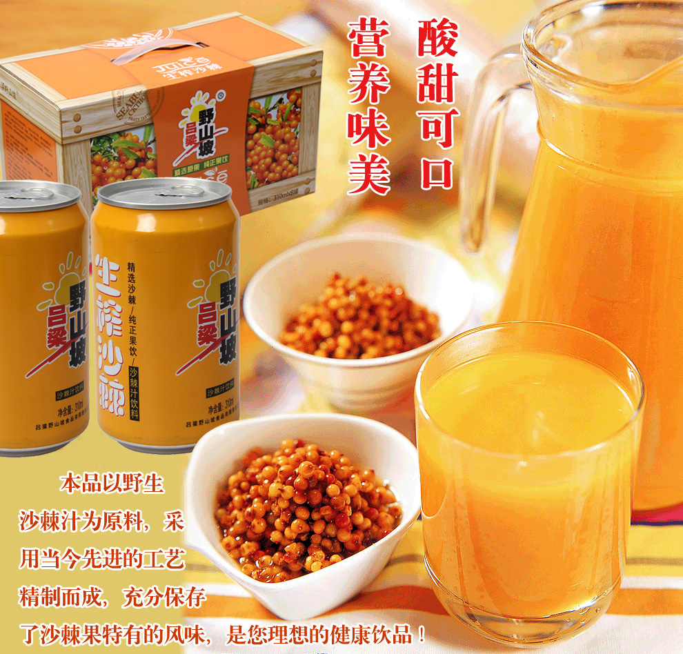易拉罐生榨精选沙棘果汁果味饮料