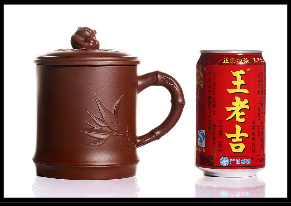 宜兴紫砂杯  名家纯手工紫砂茶杯定制刻字紫砂杯盖杯 天然原矿紫泥熊猫杯