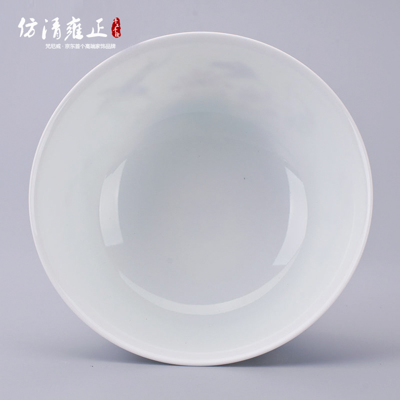 
                                                            梵尼威 仿清雍正粉彩【花鸟紫藤大碗】景德镇陶瓷全手工仿古瓷器茶杯单杯观赏摆设家居装饰品摆件                