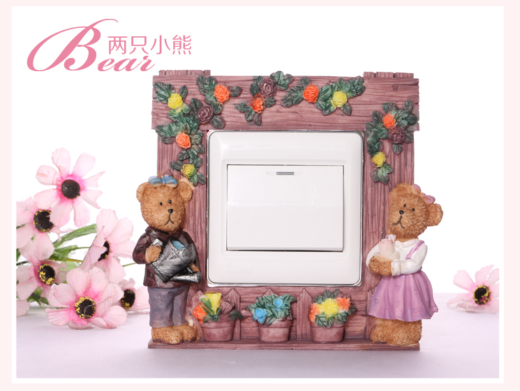 梦唯雅 环保彩绘 手工创意开关套 树脂开关保护贴套 亚克力树脂 蕾丝红玫瑰006
