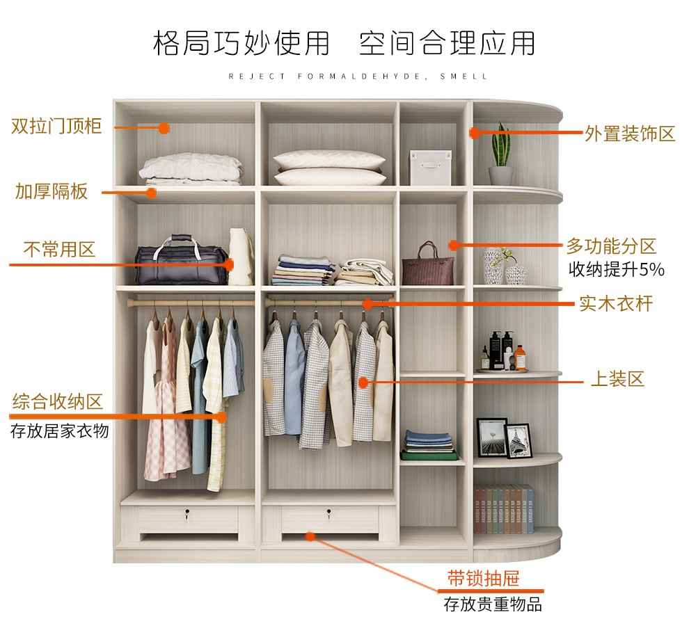 木月衣柜组合衣柜木质衣柜整体衣柜拉门衣柜 欧式衣柜