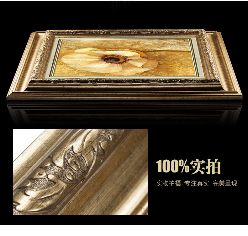 简一画廊 欧式高档客厅装饰画 沙发背景墙画美式玄关有框挂画 富丽堂皇JM0433 原版画芯 金宫殿+小麻金框(A款画芯)60*60