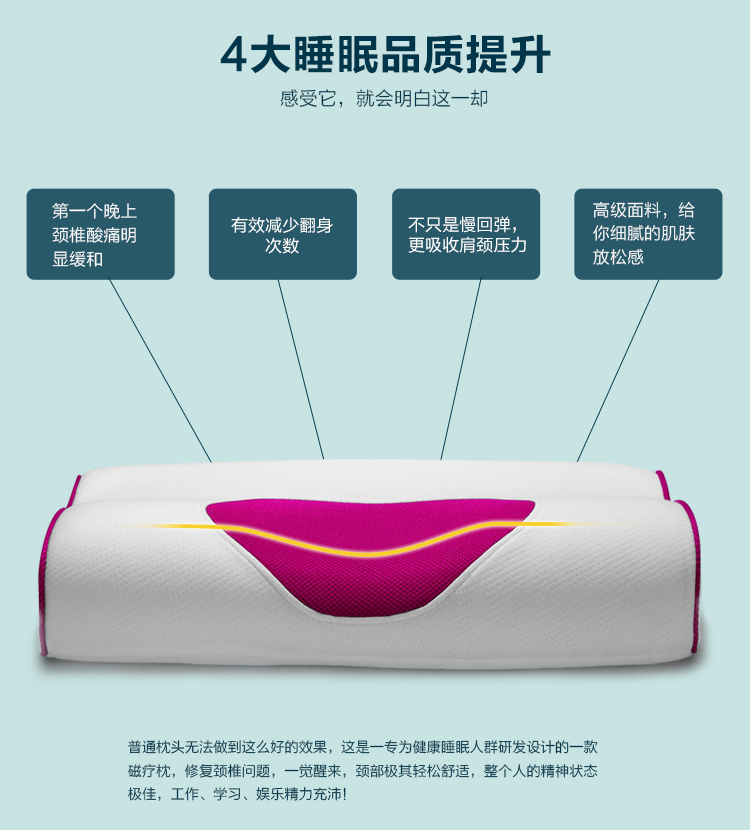 联大 保健枕头磁疗颈椎枕 零压力太空慢回弹记忆枕头 助眠颈椎磁石枕芯 健康枕护颈枕全国包邮