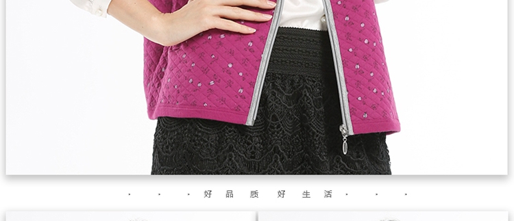 森鹅中老年保暖马甲女装妈妈装秋冬加厚夹棉马夹背心拉链坎肩印花优雅舒适大方本命年多色 时光紫 175/96A