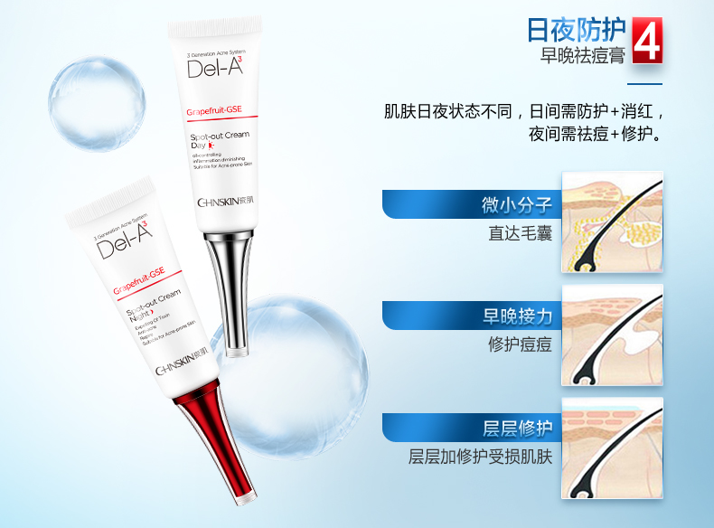 瓷肌（SPA CHNSKIN） 净颜清痘套装(男女士重度) 淡化痘印清洁控油收缩毛孔护肤品