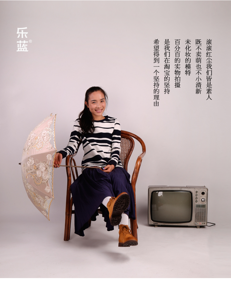 乐蓝手工朵花刺绣蕾丝双层太阳伞 女士 折叠防紫外线遮阳伞 超防晒晴雨伞二折|陌上17 米色蕾丝