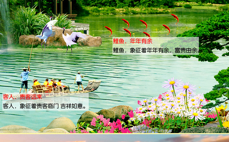 卡卡十字绣5D魔方钻石画 流水生财旭日东升 圆钻新款十字绣钻石绣贴钻画客厅 魔方圆钻180*75cm满钻全贴