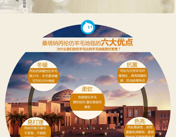 巴比伦（babylon）进口客厅仿羊毛厨房阳台卫浴卧室床边地毯 5017 800MMx1600MM