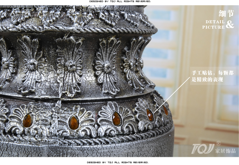 
                                        丽盛（LISHENG）/欧式田园罗马柱桌面花瓶/家居装饰树脂工艺复古落地花瓶 棕色花瓶(送花)+罗马柱                