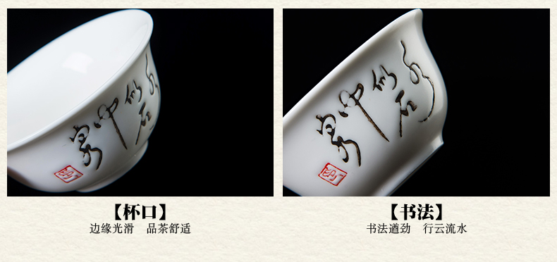 雅集陶瓷茶具套装功夫茶 景德镇白瓷茶道套装 带竹茶盘茶海
