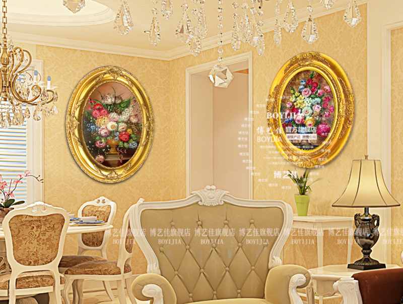 博艺佳 欧式高档挂画别墅酒店家居玄关壁炉餐厅装饰画尊贵金箔框 A1 45*55cm