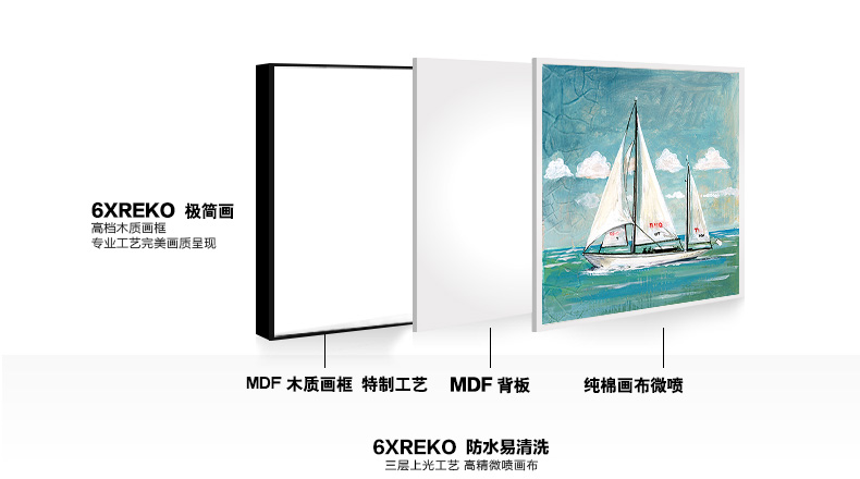 
                                        云图 一帆风顺北欧装饰画现代简约客厅办公室玄关沙发背景墙画挂画 一套AB画面 70*70(黑色框)                