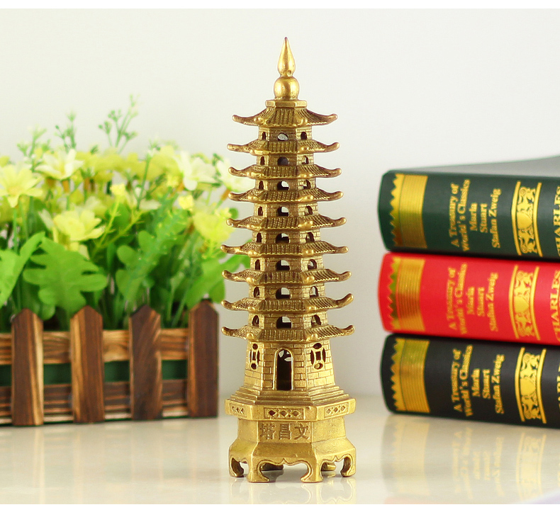 
                                        慈缘正堂铜文昌塔摆件七层九层十三层办公室家居工艺品摆件 文昌塔 9层 龟塔 高28cm                