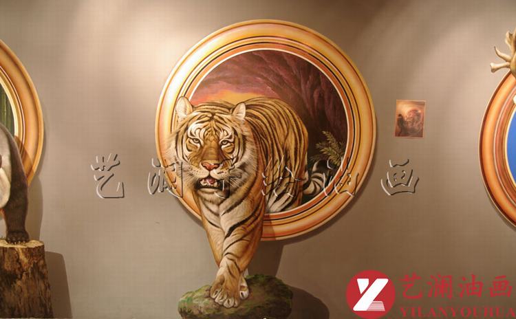 艺澜3d立体墙绘纯手绘油画 大型壁画宣传广告墙画户外