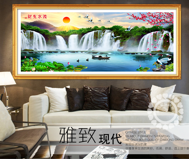 
                                        月光钻钻石画圆钻流水生财钻石绣DIY十字绣粘钻贴钻画客厅大幅系列190*90圆钻满钻 BAJ满钻钻石画170*80                