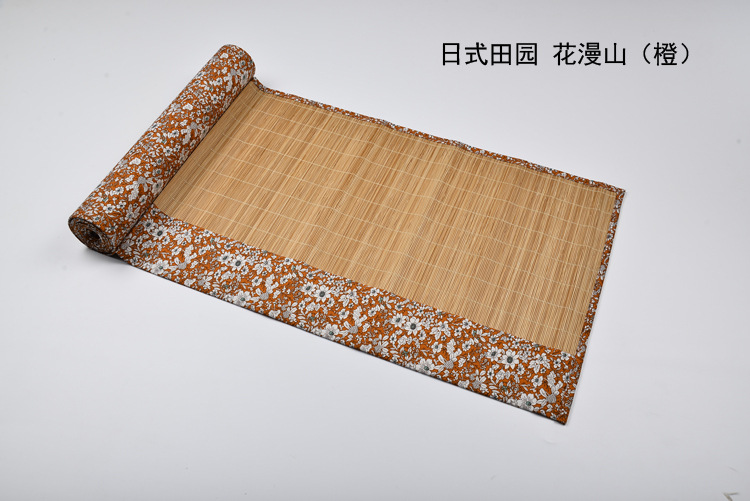 方然  无由 日式田园 花漫山 竹制 茶席 茶帘 桌旗ZB01 花式一32*210cm