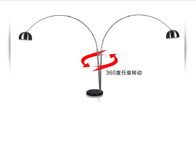 煜尚 LED护眼不锈钢落地灯 客厅卧室床头钓鱼灯 宜家书房麻将棋牌装饰台灯 大号7W+可白光暖光灯泡