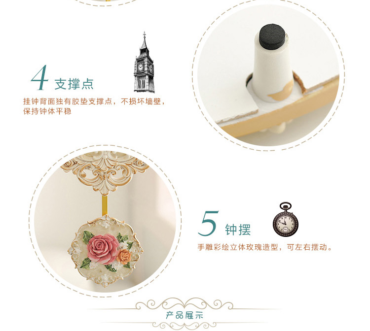 Farm House树脂浮雕天使大挂钟 欧式田园风格客厅卧室静音大摆钟 1493