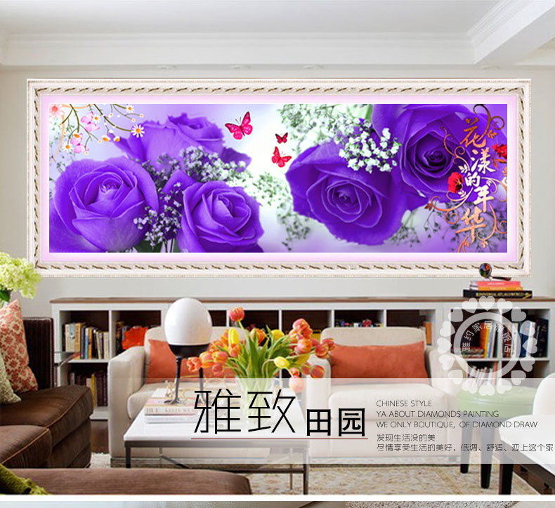 
                                        月光钻钻石画圆钻亮钻花样年华DIY非满钻5D十字绣 客厅卧室大画花卉水晶圆钻大幅满钻钻石绣 BEG非满钻钻石画100*37粉色                