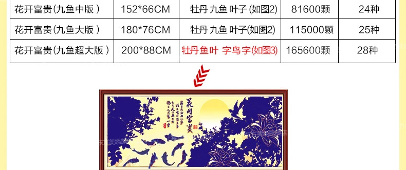 
                                        东方美绣十字绣3d客厅钻石画钻石5D魔方钻花开富贵九鱼图大幅钻石绣十字绣客厅圆钻满钻钻石画 201*88CM                