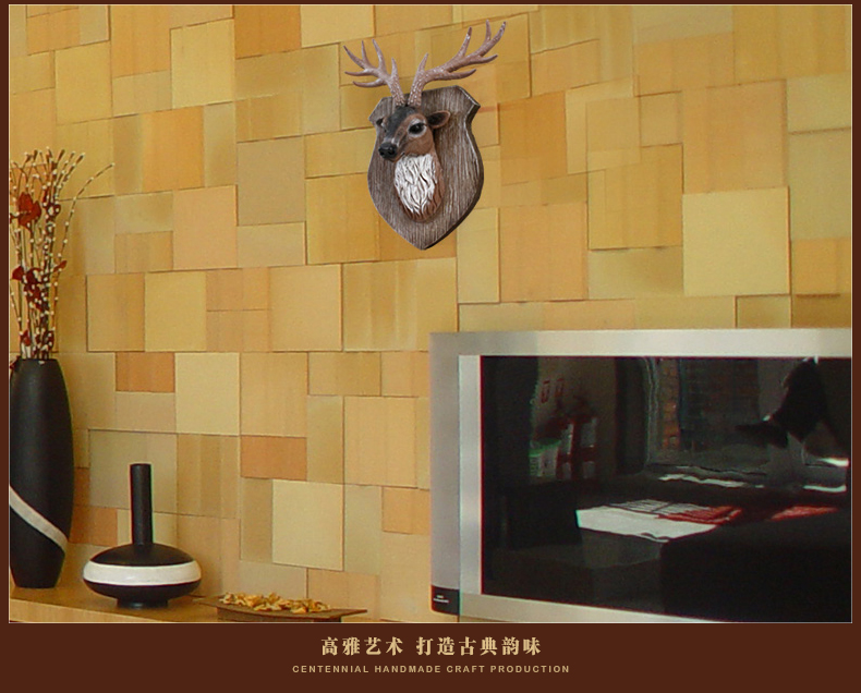
                                        客厅墙面装饰画鹿头装饰品美式家居饰品动物工艺品壁饰欧式田园创意墙壁挂 BLK-A009红色 长 30.5CM                