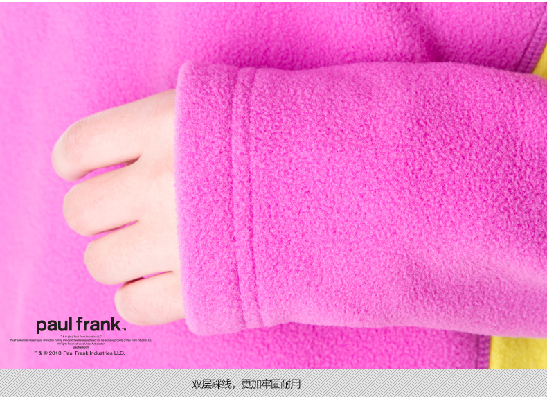 paulfrank大嘴猴2015春季新款女式套头绒卫衣外套paulfrank正品 紫红色 XL