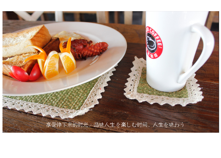 菲格迪娅 棉线餐垫正方形大气时尚复古文艺隔热杯垫盘垫碗垫蝶垫 红色彩条纹餐垫 30*45cm