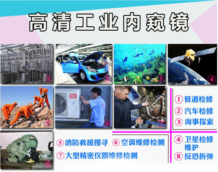 高清管道窥镜 拍照录像8.2mm探头 工业内窥镜 4倍放大 汽车维修内窥镜 管道摄像 3.5寸 8.2mm3米