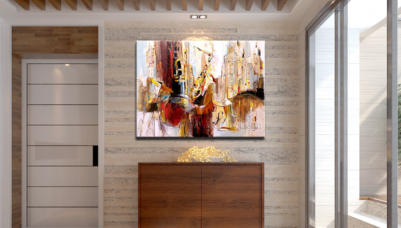 
                                        麦画 现代纯手绘玄关 客厅油画  卧室 餐厅过道装饰画壁画欧式 抽象画 横版配电箱挂画 单幅80*120cm                
