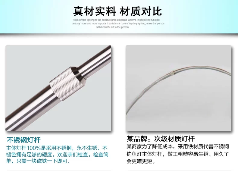 煜尚 LED护眼不锈钢落地灯 客厅卧室床头钓鱼灯 宜家书房麻将棋牌装饰台灯 大号7W+可白光暖光灯泡