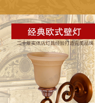 
                                        沃得简约欧式壁灯 客厅卧室床头壁灯复古简欧过道壁灯阳台灯树脂壁灯单双头6003 单头 方向可调                