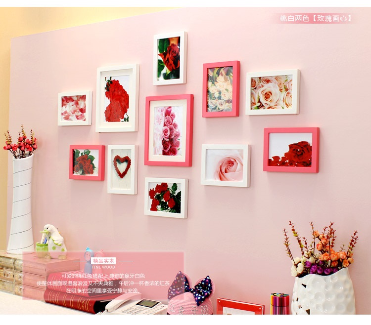 子轩ZB11高端精品款实木相框创意照片墙/相框墙/相框组合 紫白两色灵动画心