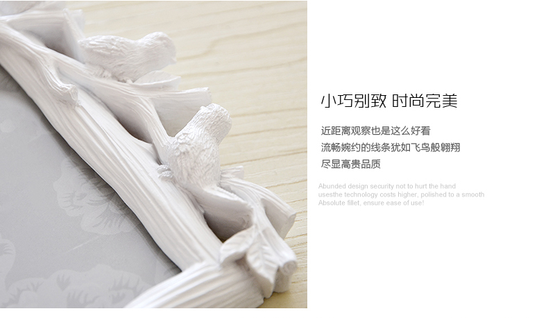 图慕 树脂5寸摆台相框 三只小鸟 影楼 韩式创意相框摆台 白色 5寸