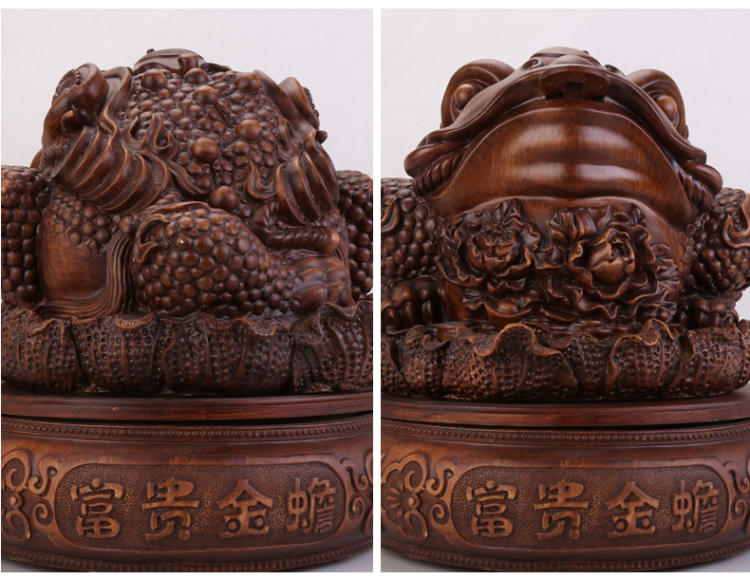 华庭丽娜 树脂三足金蟾蟾蜍摆件 家居家庭装饰品 商务办公开业乔迁工艺礼品 YL和谐生财墨玉色 中号