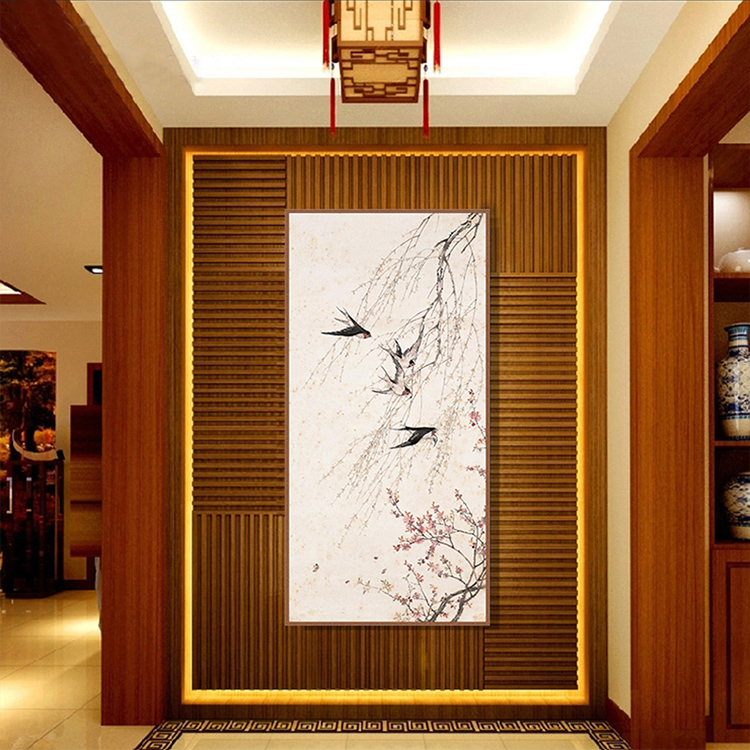 
                                                            天顶山 新中式玄关装饰画 竖版走廊壁画风景国画墙画酒店会所燕子风水画挂画 掌柜推荐+品质保证+手工装裱 50*105cm                