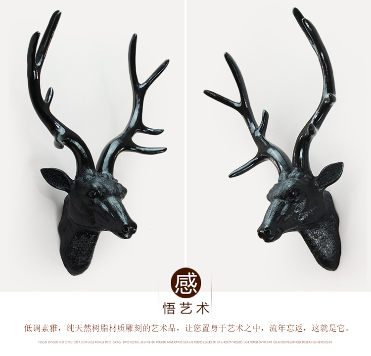 
                                                            欣润 仿真麋鹿头壁挂装饰品 欧式创意家居树脂客厅复古墙壁饰酒吧工艺品动物挂件 CR-110黑色+金色小鹿头壁挂                