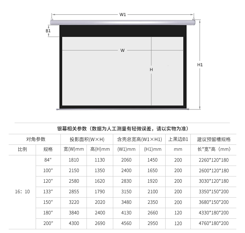 纳米亚(namias)投影仪幕布投影机屏幕电动投影布(含遥控器) 高清白塑