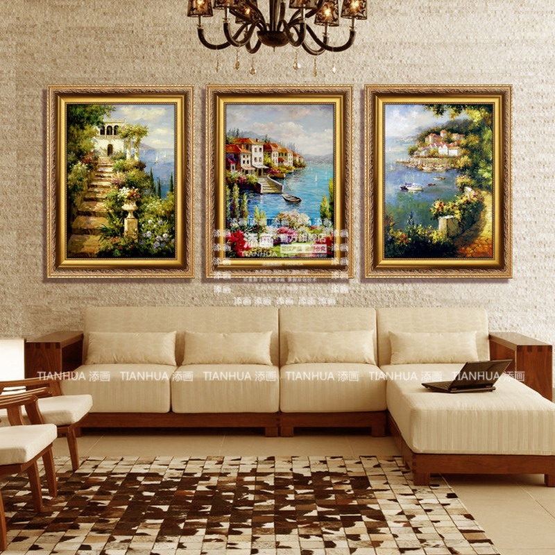 添画 纯手绘风景油画 客厅挂画玄关画欧式风景画 A2 40*60CM