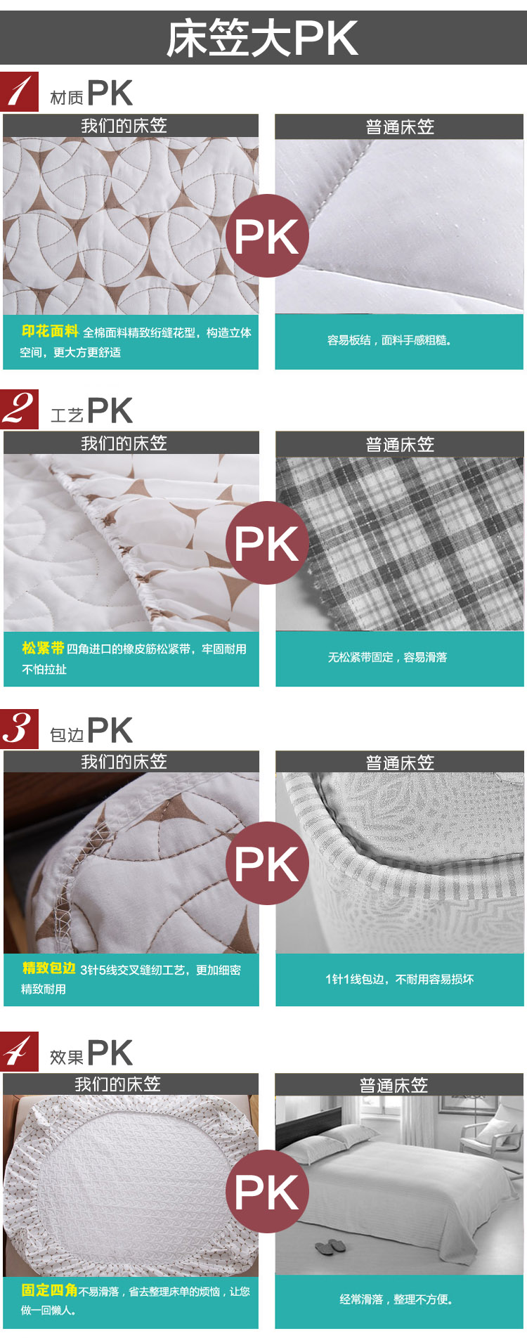 
                                        茗妃家纺 360度全棉绗绣夹棉床笠 床罩保护垫 美好生活 180*200cm                