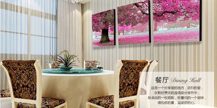 水晶装饰画挂画客厅现代卧室壁画挂画装饰画餐厅装饰画挂画三联无框画装饰画抽象装饰画挂画墙画 W03 60*60 三件套
